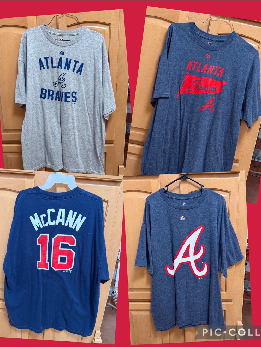 Majestic Atlanta Braves Short Sleeve Tee Set - Navy, Heather Gray and Red